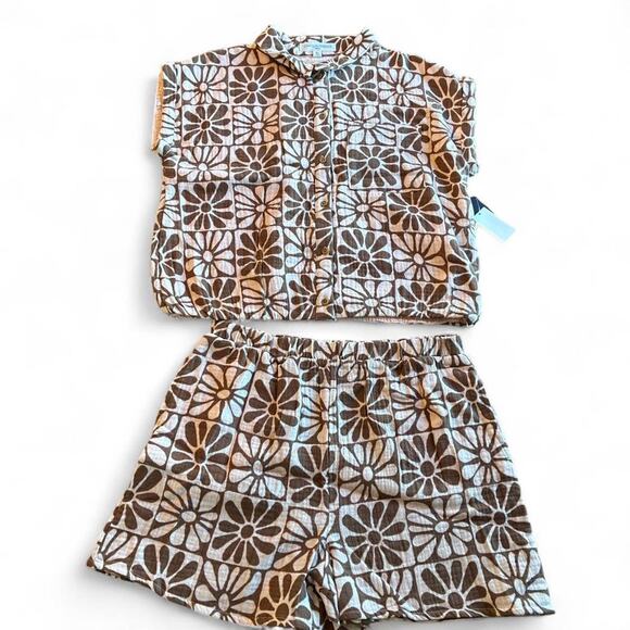 Girls Daisy Print 2 Piece Set - Picture 1 of 3